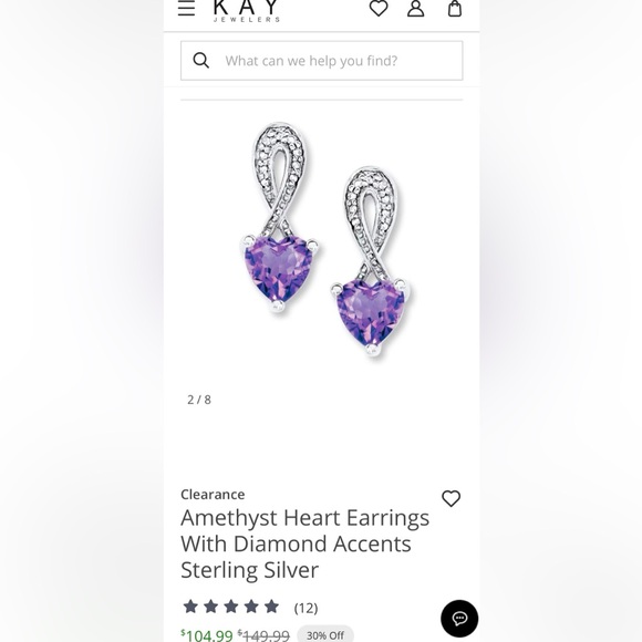 Amethyst Heart Diamond Drop Earrings Sterling 925 Silver February Aquarius Lilac
